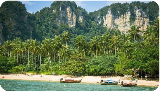 Relaxing on the beautiful beaches of Ao Nang, a popular tourist destination in Thailand.