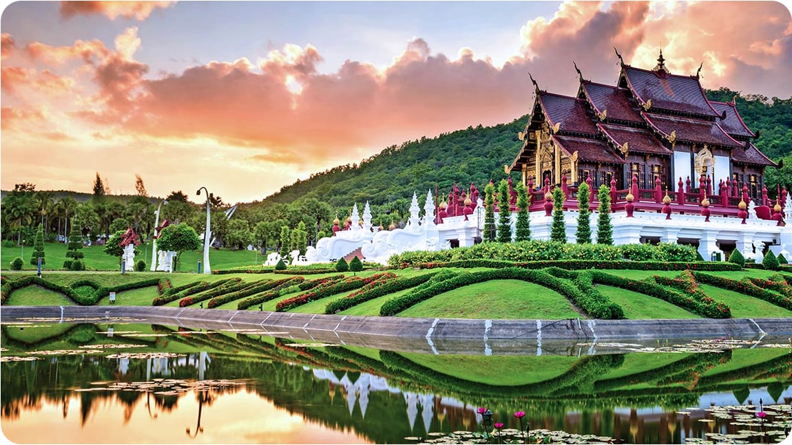 A scenic view of a traditional temple in Chiang Mai, a must-visit place in Thailand.