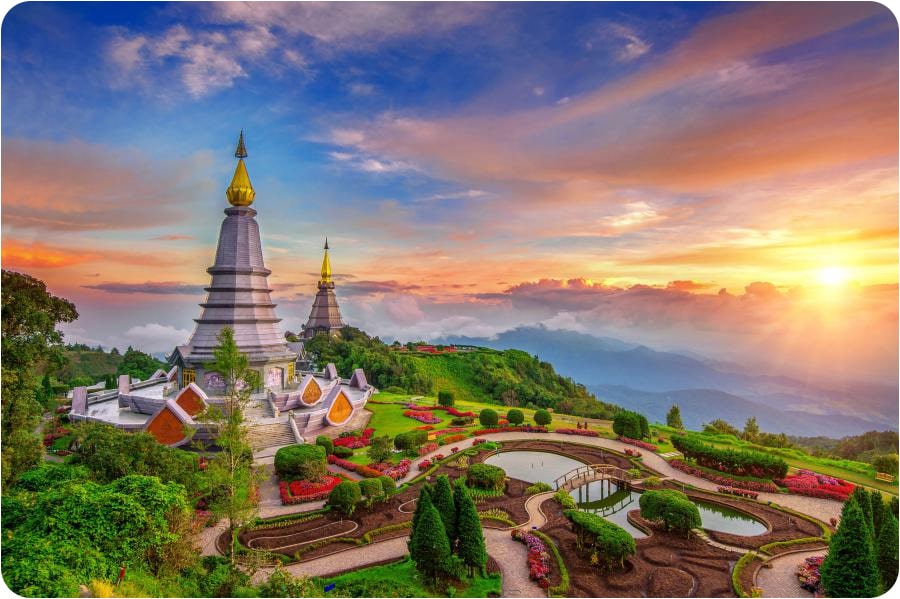 Stunning sunset view at Doi Inthanon National Park in Thailand, a must-visit place in Thailand for nature lovers.