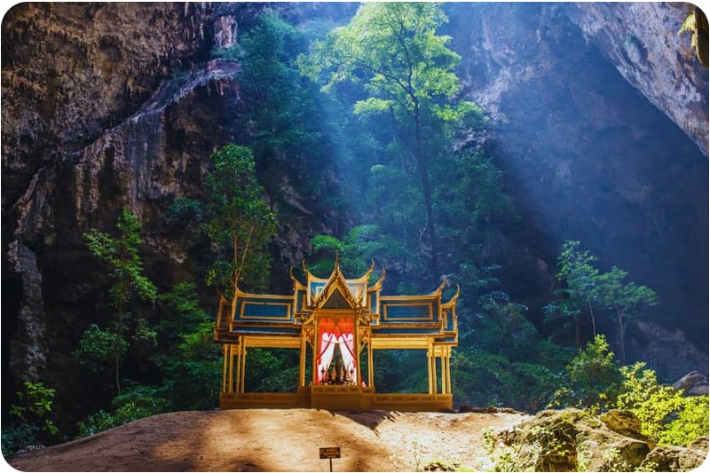 The mystical beauty of a cave temple in Hua Hin, a popular tourist destination in Thailand.