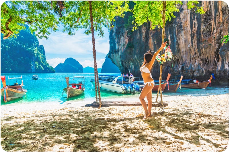 A stunning beach on Koh Poda Island, Thailand with clear turquoise water, a must-visit place in Thailand for beach lovers.