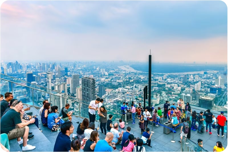 Scenic Mahanakhon Skywalk observation deck offering stunning views among top tourist places in Thailand