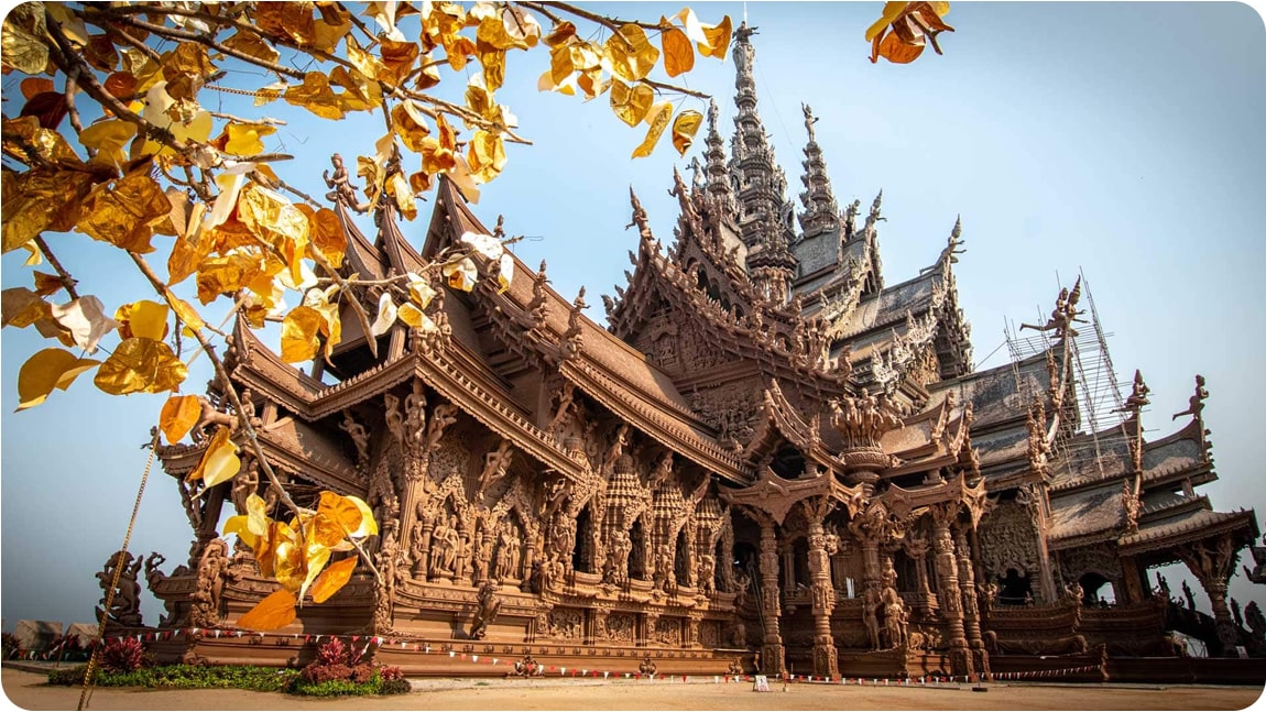 A must-visit wooden temple, Sanctuary of Truth, among the popular places to see in Thailand.