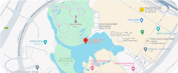 Dubai Fountain show and lake ride location in google map